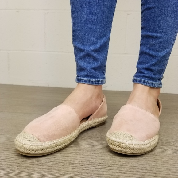 Rose Vegan Suede Flat Slip On Loafer Espadrille - Picture 3 of 8